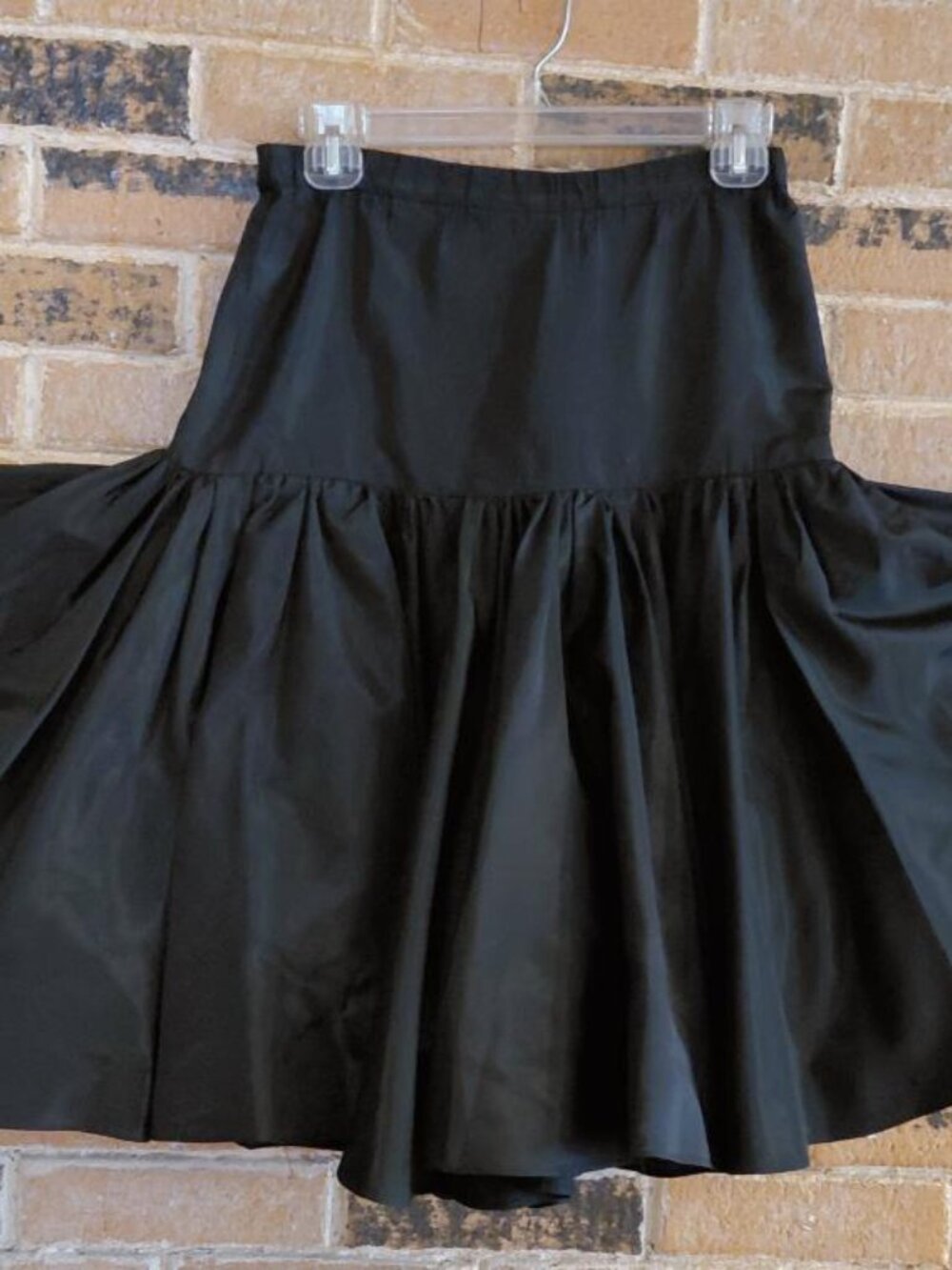 Vintage Neiman Marcus Black Taffeta Dropped Waist Full/Flare Formal Skirt